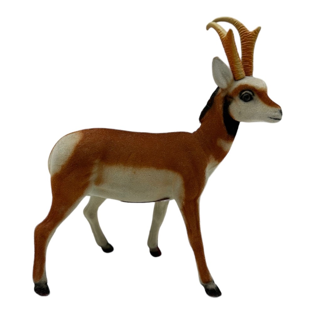 VTG Flocked Proghorn Antelope Figurine Wyoming Felted 7" Tall 6" Long
